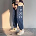 High-waist Letter Print Jeans