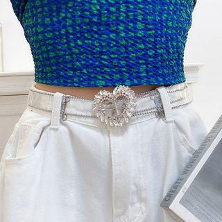 Heart Faux Pearl Rhinestone Pvc Belt Love Heart - One Size