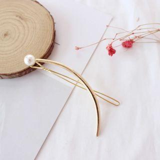 Metallic Faux-pearl Hair Clip