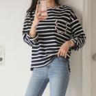 Tweed-trim Striped T-shirt
