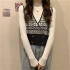 Double Breasted Sweater Vest / Long-sleeve Top