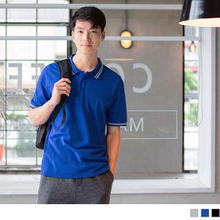 Stripe Trim Short Sleeve Polo Shirt