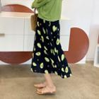Avocado-print Linen Midi Skirt