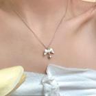 Bow Pendant Faux Pearl Alloy Necklace Necklace - Silver - One Size