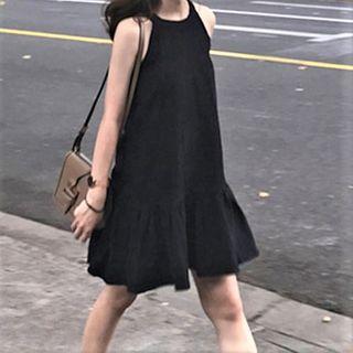 Halter-neck Ruffle Hem A-line Dress