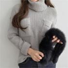 Turtle-neck Patch-pocket Sweater