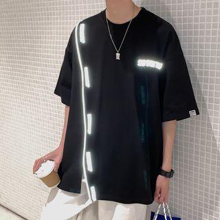 Reactive Lettering Print Oversized Tee