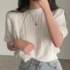 Short Sleeve Cable-knit Sweater