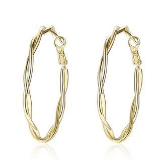 Twisted Alloy Hoop Earring 1 Pair - Silver Earring - Gold - One Size