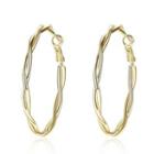 Twisted Alloy Hoop Earring 1 Pair - Silver Earring - Gold - One Size