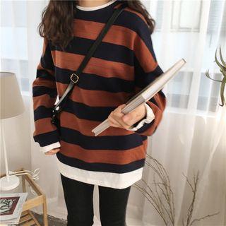 Mock Two-piece Striped Sweatshirt
