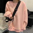 Long-sleeve Medium Long Sweatshirt Pink - One Size