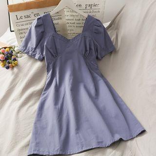 Deep V-neck Short-sleeve Mini Dress