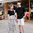 Couple Matching Short-sleeve T-shirt / Dotted Tiered Dress / Shorts