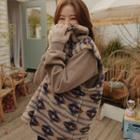 Patterned Sherpa-fleece Zip-up Vest