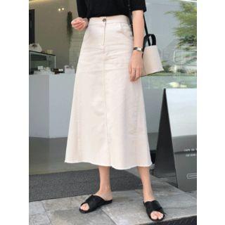 Fray-hem A-line Long Skirt