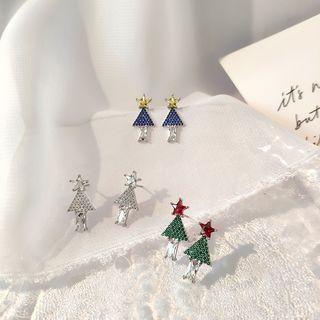 Rhinestone Christmas Tree Earring
