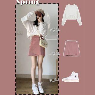 Set: Cropped Pullover + Mini A-line Skirt