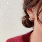 Faux Pearl Ear Jacket 1 Pair - Gold & Red - One Size