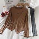 Long-sleeve Irregular Zip Detail T-shirt