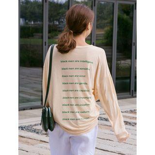 Long-sleeve Lettering Linen Blend T-shirt