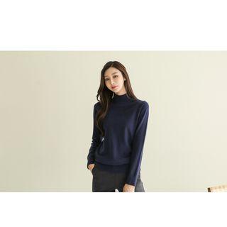 Set Of 2: Mock-neck Knit Top In 10 Colors