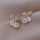 Cherry Rhinestone Dangle Earring 1 Pair - Stud Earring - Gold - One Size
