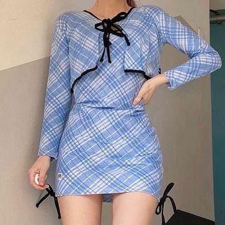 Set: Plaid Jacket + Mini Sheath Dress