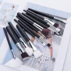 Set Of 15: Makeup Brush Set Of 15 - Black & Silver - One Size