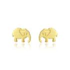 Sterling Silver Plated Gold Simple Cute Elephant Stud Earrings Golden - One Size