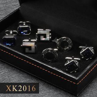 4 Pair Set: Alloy Cufflinks (various Designs) Xk2016 - 4 Pair - Silver - One Size