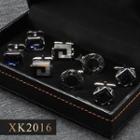 4 Pair Set: Alloy Cufflinks (various Designs) Xk2016 - 4 Pair - Silver - One Size