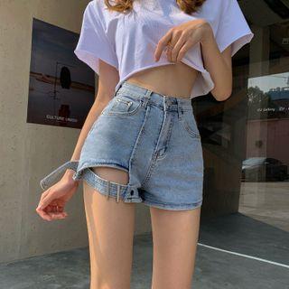 Denim Cutout Hot Pants