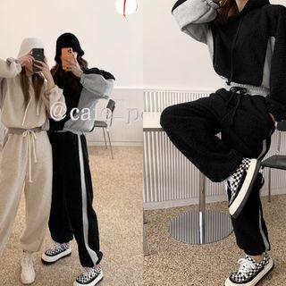 Contrast-panel Dumble Hoodie & Jogger Pants Set