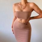 Plain Tube Top / Slim-fit Skirt