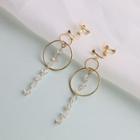 Rhinestone Interlocking Hoop Clip-on Dangle Earring 1 Pair - Gold - One Size