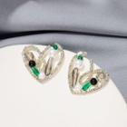Heart Beaded Drop Earring 1 Pair - E3102 - Silver & Green - One Size