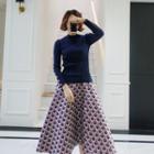 Pattern Jacquard Maxi Flare Skirt