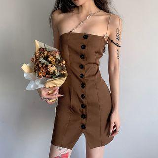 Asymmetrical Chain Strap A-line Dress