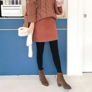 Zip-back Napped A-line Miniskirt