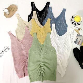 Sleeveless Rhinestone Knit Top
