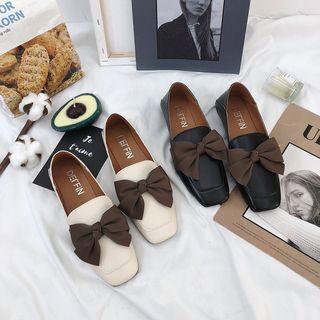 Square Toe Bow Accent Loafers