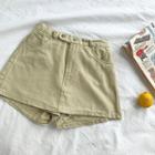 Plain Double-breasted High-waist Shorts