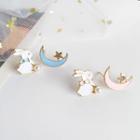 Non-matching Faux Pearl Rabbit Moon & Star Earring