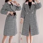 Houndstooth Buttoned Coat With Sash