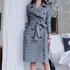Frill-trim Double-breasted Coat With Belt (2 Designs)