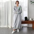 Plus Size Stitched Printed Maxi Pullover Dress Gray - One Size