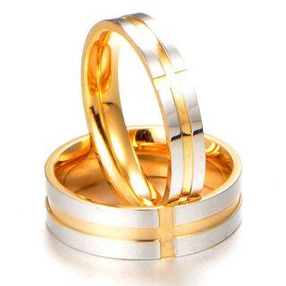 Two-tone Stainless Steel Cross Ring