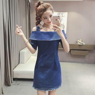 Short-sleeve Cutout Denim Dress