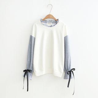 Mock Two-piece Ruffle Trim Pullover